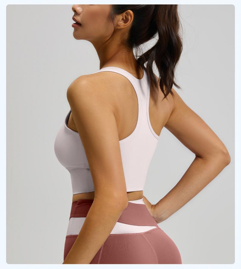 Color Block Sports Bra for Women, High Impact Shockproof & Push Up Fitness Tank Top, Running Yoga Beauty Back Bra