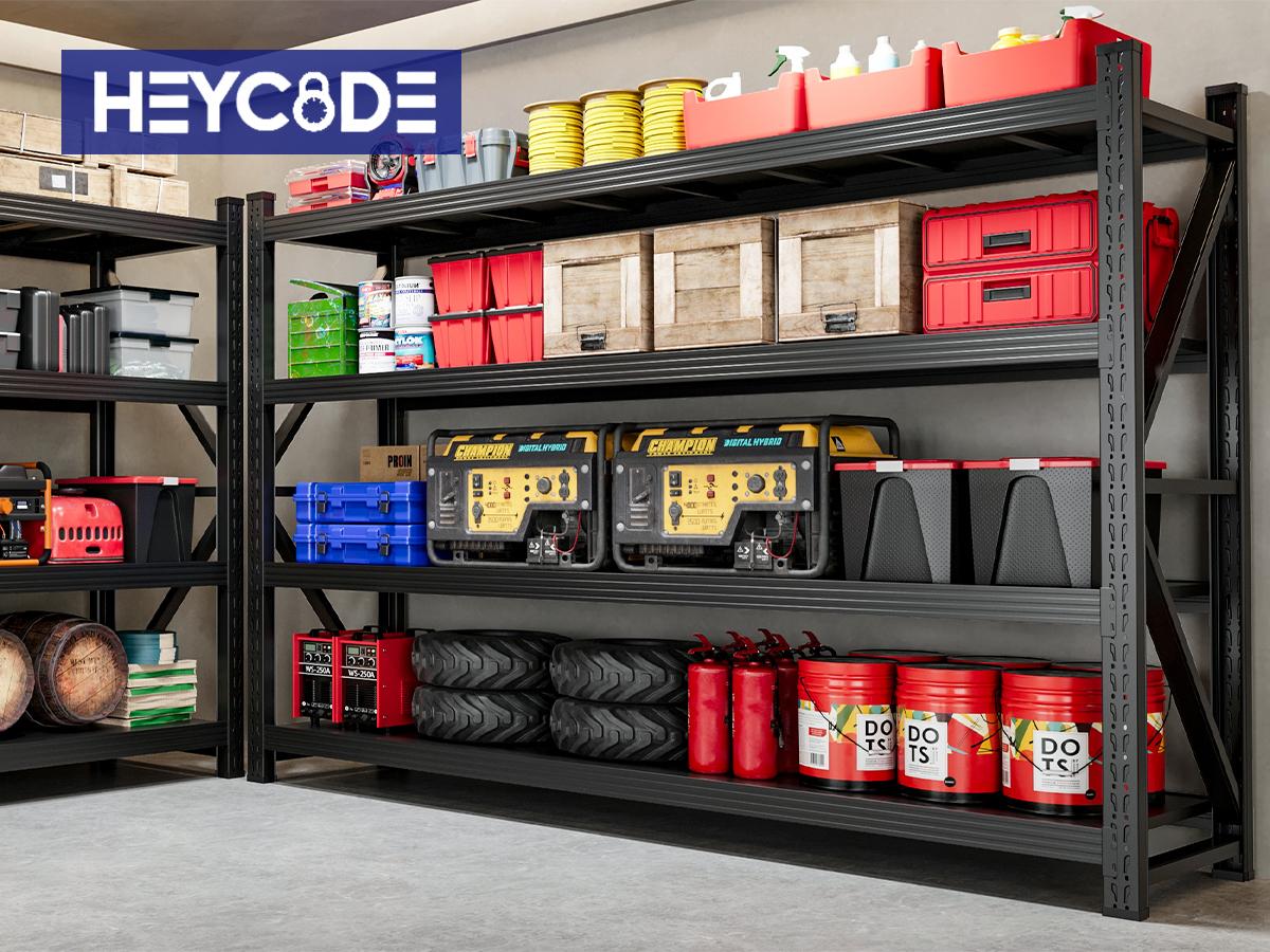 Letaya 71"W Metal Storage Shelves 5000LBS Heavy Duty Garage Shelving Units with Adjustable Shelves & Locking Pins for Warehouse Black