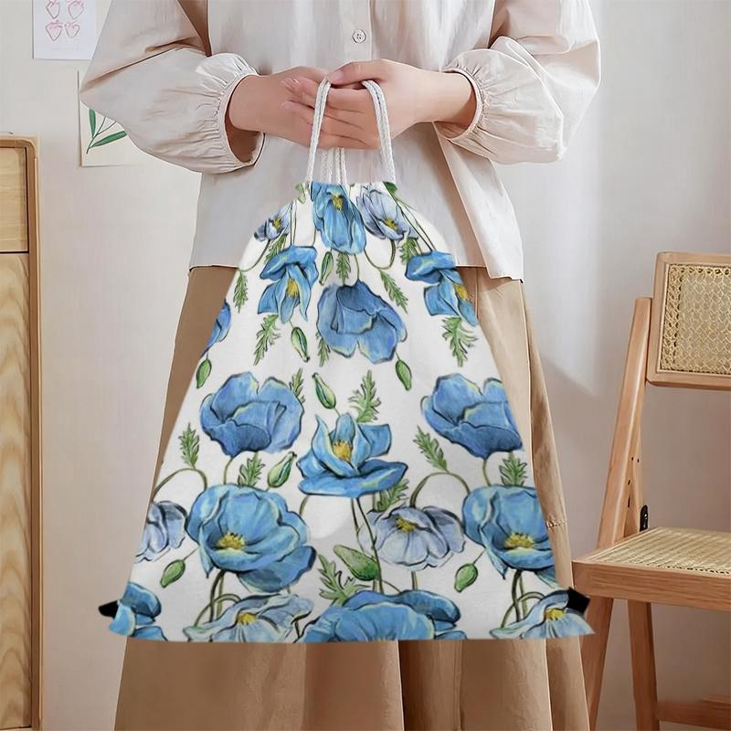 1pc 19.2x15.1 inch Flowers pattern drawstring bag, large capacity cartoon-patterned backpack, suitable for lightweight use in the gym, office, and travel. It can be used as a storage bag or as a holiday gift for friends. 3.30PYT-1