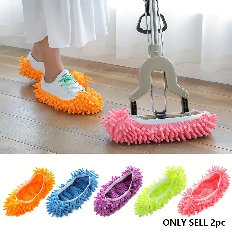 Reusable Lazy Mop Slippers - Detachable, Washable Chenille Dust Mop Shoes Cover, Removable Mop for Efficient Floor Cleaning, Mops For Floor Cleaning - Household Cleaning Tool for Living Room, Bedroom