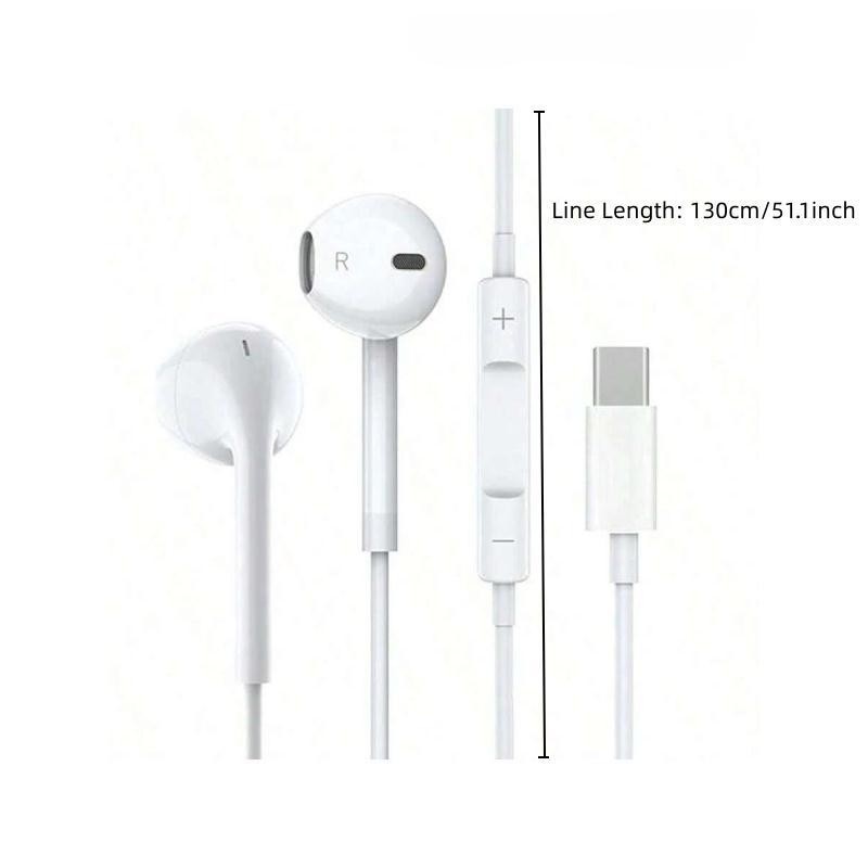Type-C Wired Semi-In-Ear Everyday Earbuds, Minimalist Design, Clear Audio, Crisp Calls, Compatible with iPhone & Android, Ideal for Daily Use