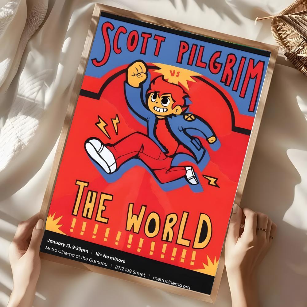 S-Scott P-Pilgrim vs. the World Poster Illustrations Wall art print art suitable for living room bedroom bar parlor home decoration gift  Custom Photo Poster  Personalized Wall Art