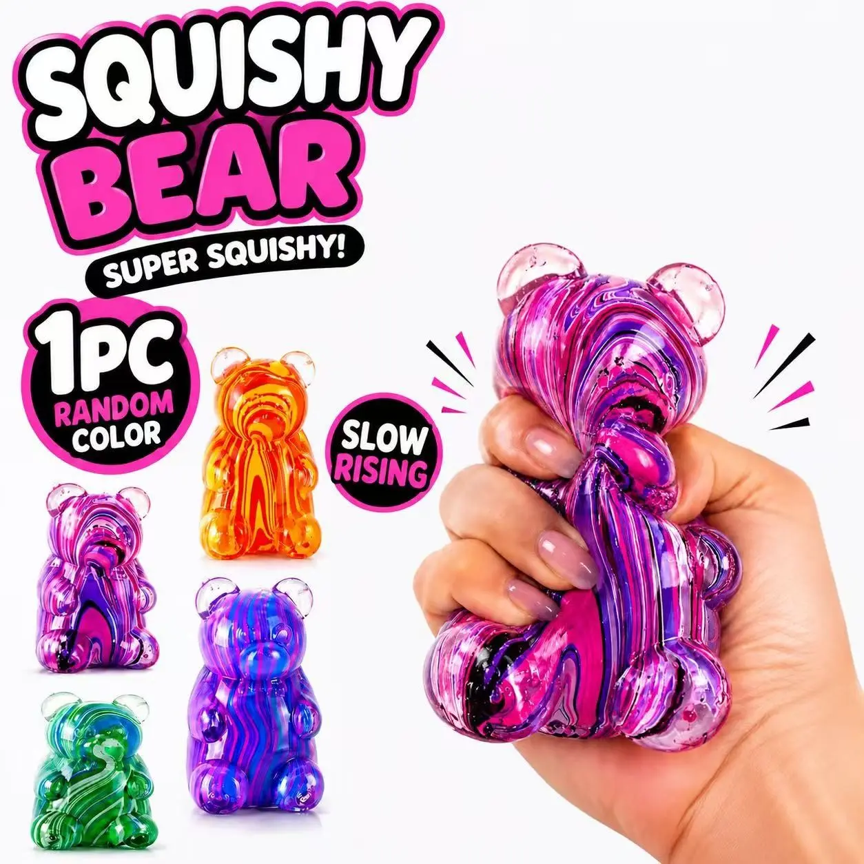 Liquid Flow Slow-Rebound Stress Relief Toy, Squeeze Bear Fidget Toy, Squishy Fidgets, Perfect for Anxiety Relief