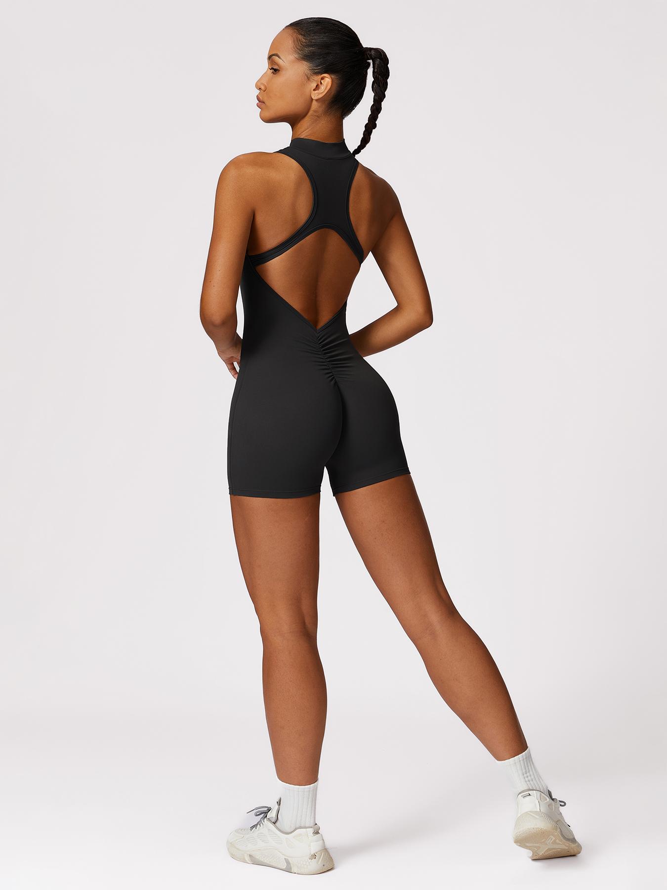 Women's Solid Color Sports Romper, Casual Comfy Breathable Sleeveless Romper for Yoga Gym Workout, Ladies Sportswear for Summer, Sporty Comfy Jumpsuit