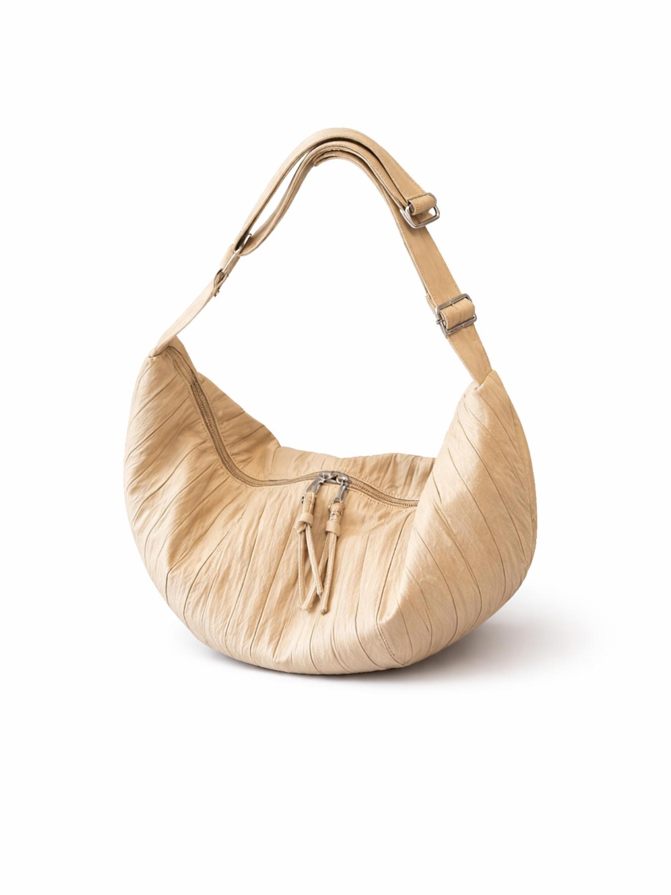 Women’s Crescent Hobo Bag, Large Capacity Shoulder Crossbody Bag, Ruched Cloud Underarm Purse, Casual Commuter Tote Handbag