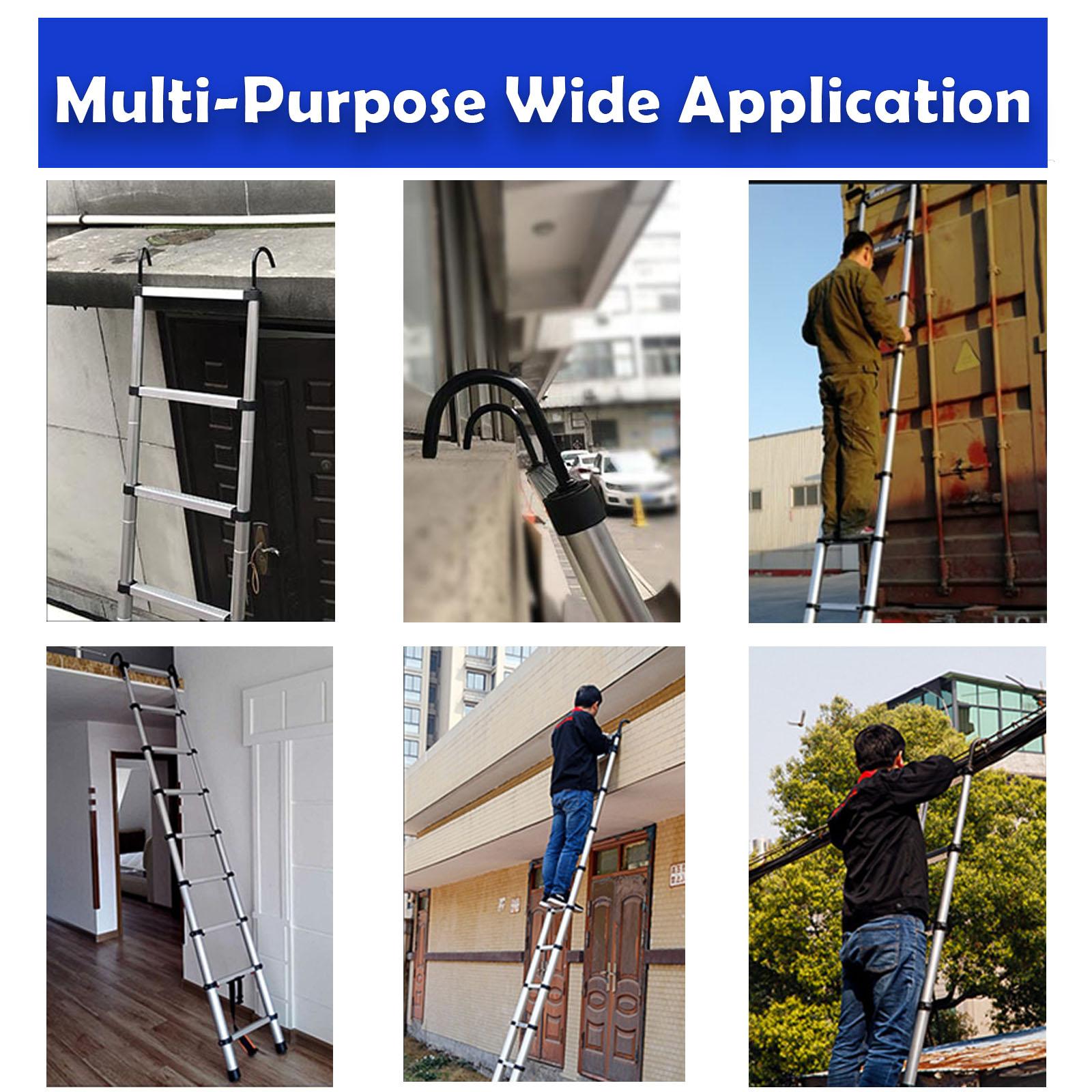 Aluminum Telescoping Ladder 14.4ft / 16.4ft /20.3ft Extension Ladder with 2 Hooks, Portable Folding Ladder, 330lbs Load Capacity, Adjustable Height for Indoor Outdoor RV Home Office