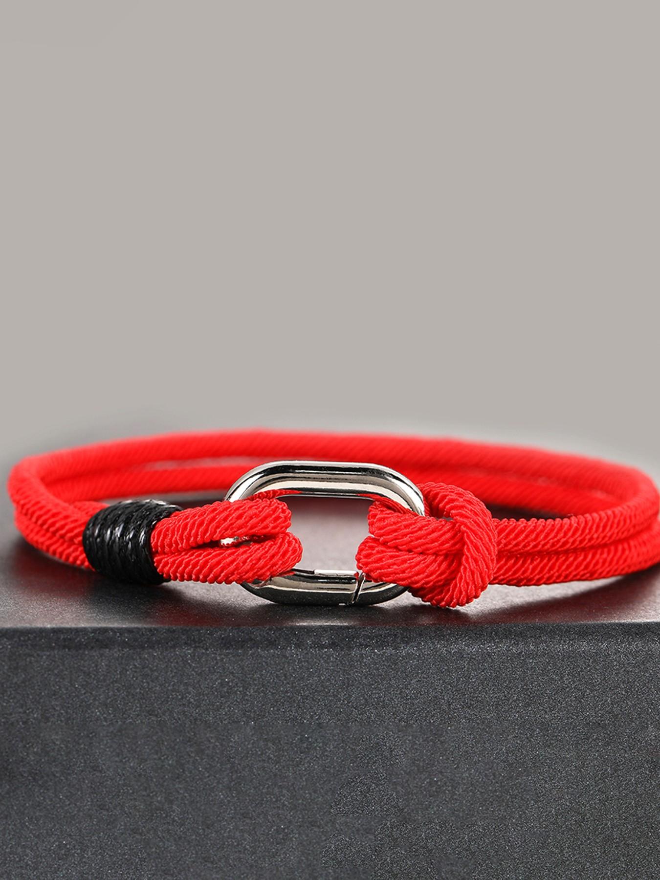 Men's Braided Rope Bracelet, Minimalist Nautical Style, Adjustable Buckle, Durable Handmade Knot Wristband, Daily Wear, Fitness Gift