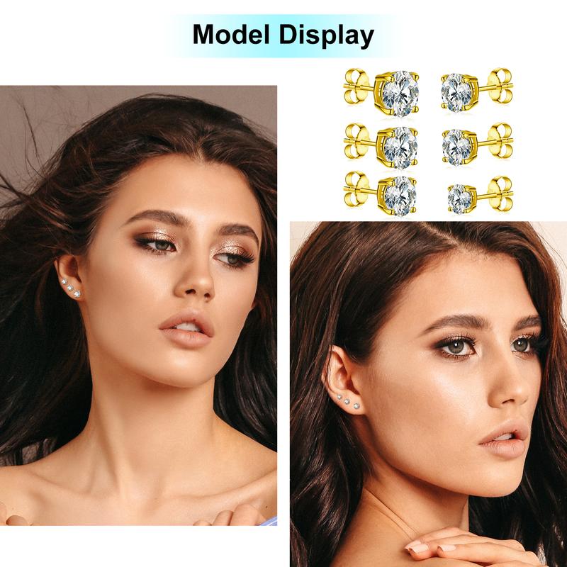 【#RE75】UCCIYO 925 Sterling Silver Synthetic Moissanite Stud Earrings For Women Men Unisex Fashion Simple Style Jewelry Daily Wedding Anniversary Birthday
