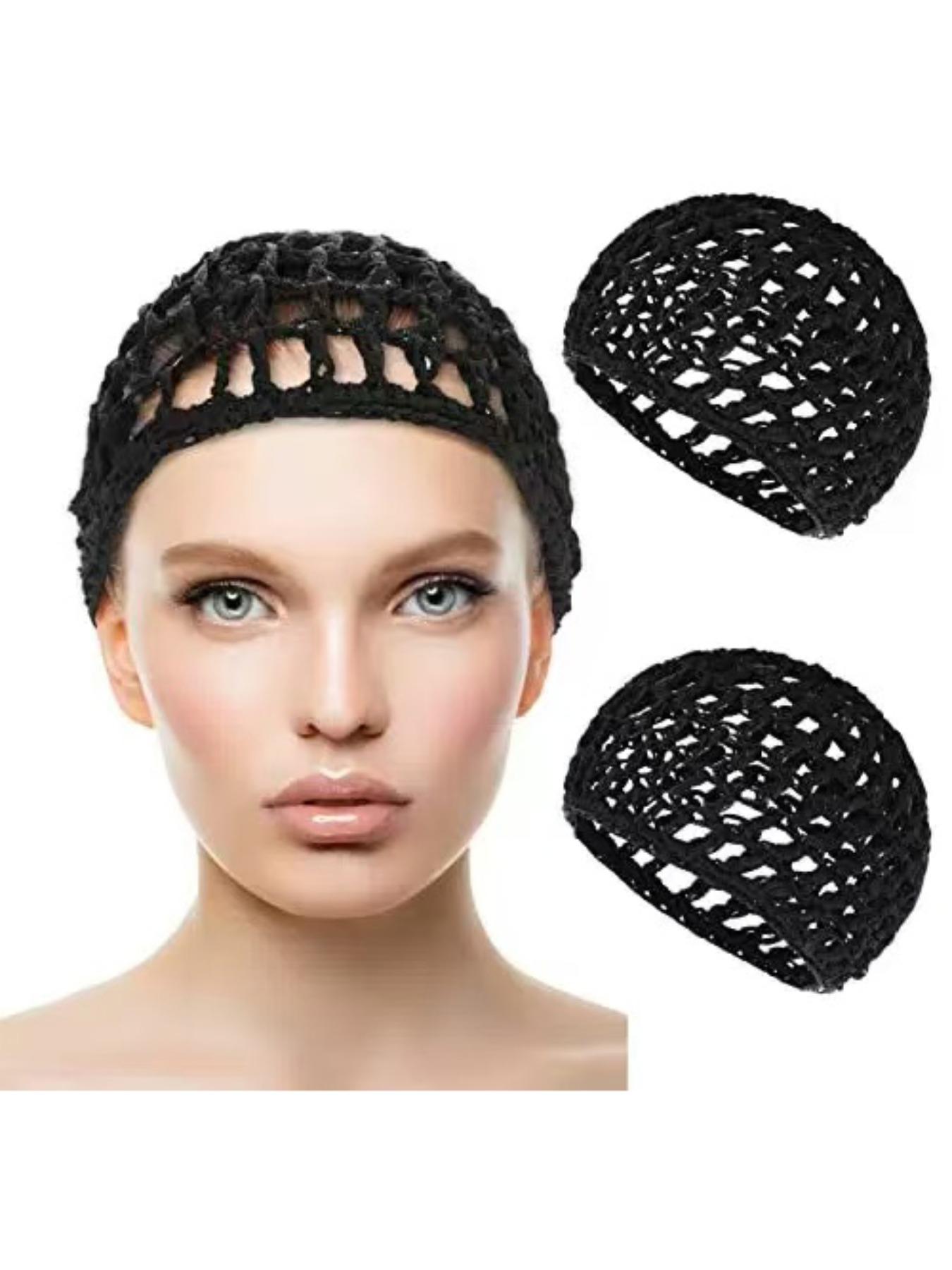 1 set Women's 3-Piece Hair Net Set - Sleep Cap, Bonnets for Sleeping, Neck Gaiter & Wig Liner, Black Mesh Crochet Design for Ballet, Chef Bun & Long Hair Styling