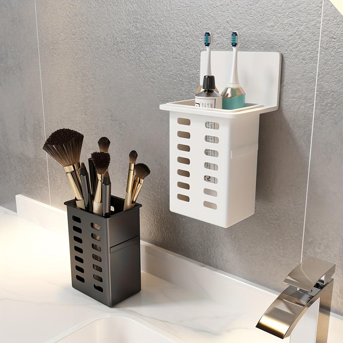 1pc/2pcs Black Bathroom Toilet Shelf, No-Drill Wall-Mounted Storage Rack for Small Items and Tools, for Bathroom, Shower, Washroom, and Vanity, Shelves
