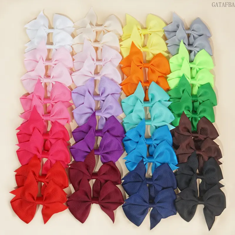 Unisex 40Pcs 3.5-Inch Grosgrain Ribbon Clip-On Bows, Hair Accessories with Alligator Clips for Back to School, Daily Wear (Sports & Outdoor Clothing Compatible)
