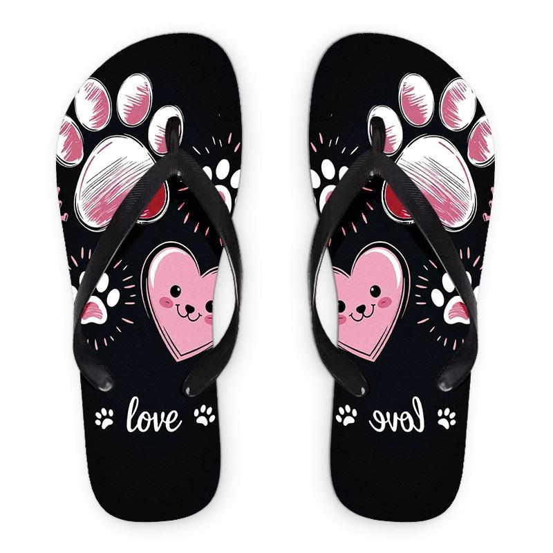 Women'S Flip Flops, Cute Paw & Heart Design, Multiple Colors & Sizes Available, Comfortable Fashion Sandals for Daily Wear, Playful & Affectionate Style, Love-Themed Summer Footwear, Women Shoes