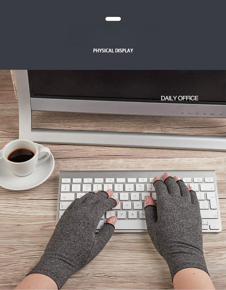 Breathable Half-Finger Compression Gloves, Solid Gray Protective Gear with Joint Support for Flexibility in Cycling & Fitness, Anti-Injury Protective Gear, Performance, Stability, Workout Equipment, Sports, Lightweight, Finger Protection Protective Gear