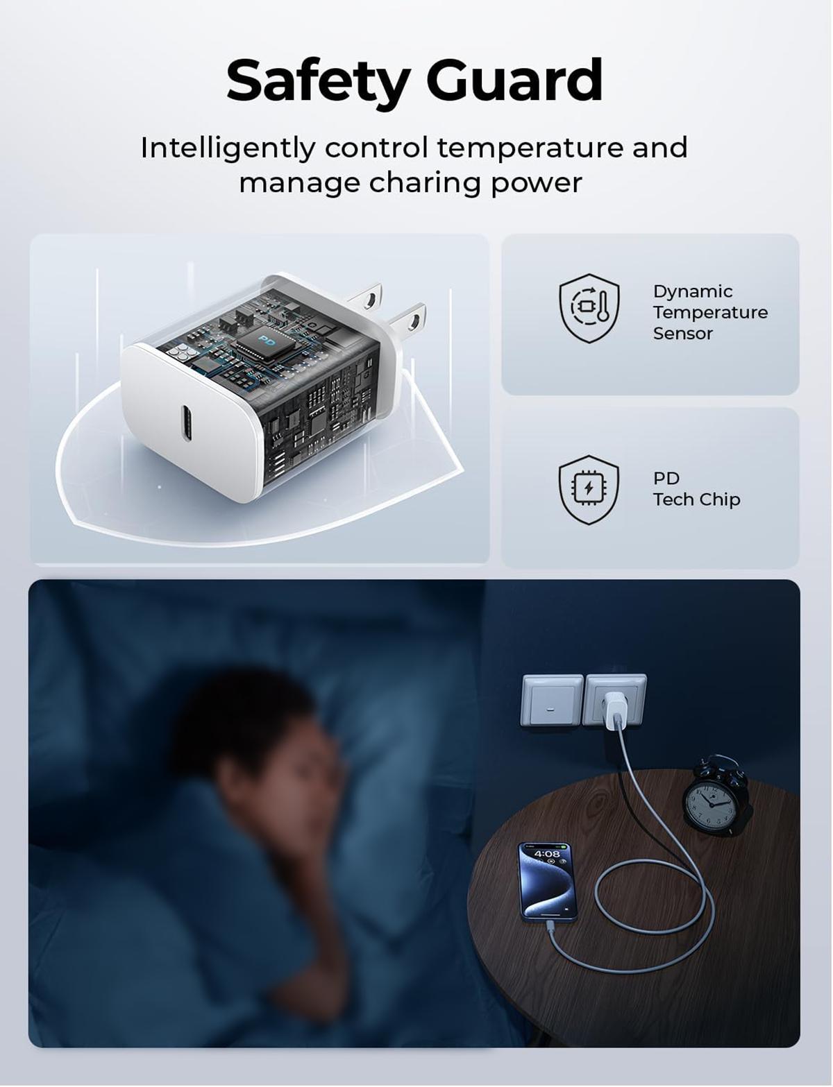 2-Pack 40W PD USB C Fast Charger with 6FT USB C to Type C Data Cable for iPhone 17/17 Air/16/15, AirPods, iPad, Super Fast Charging Adapter & Cable Set Cellphone Electronic Accessories