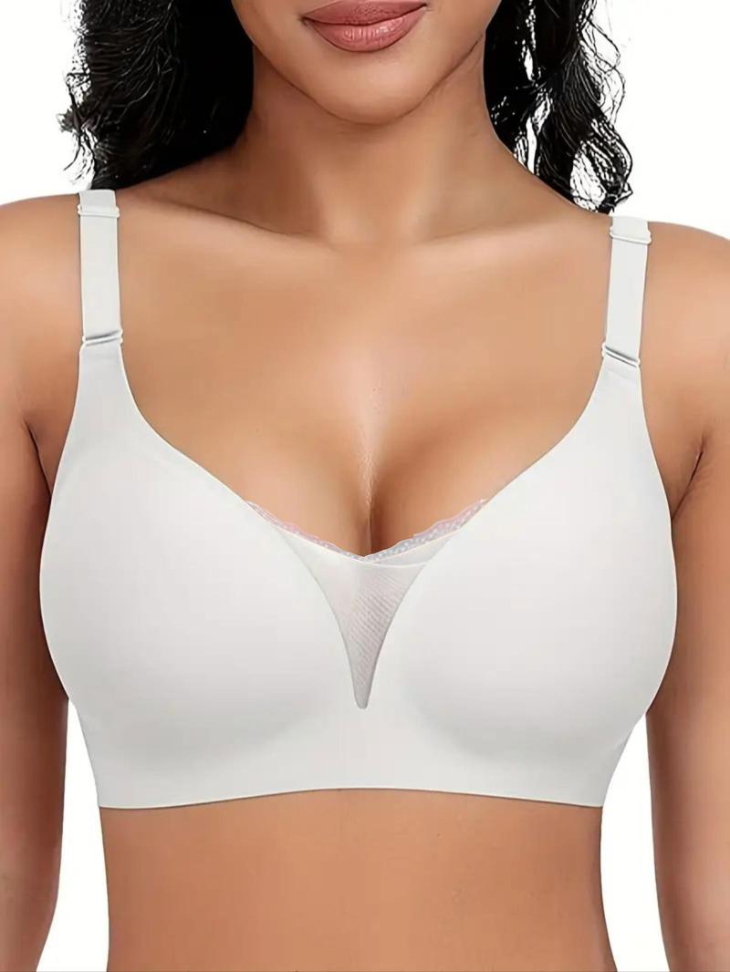 Women's Solid Wireless Bra, Comfortable Breathable Seamless Bra, Soft Supportive Lingerie for Daily Wear, Multiway Bra
