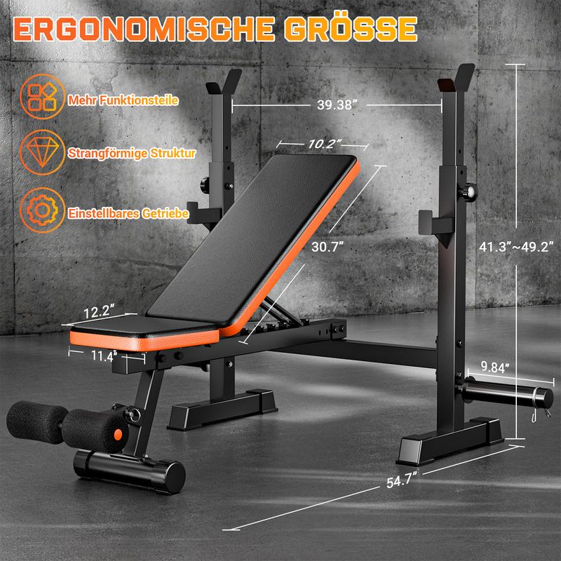 Bearbro 770lbs 5-in-1 foldable work bench, multi-functional work bench, Olympic fitness training comprehensive training bench with squat rack, suitable for full-body strength training in home gyms