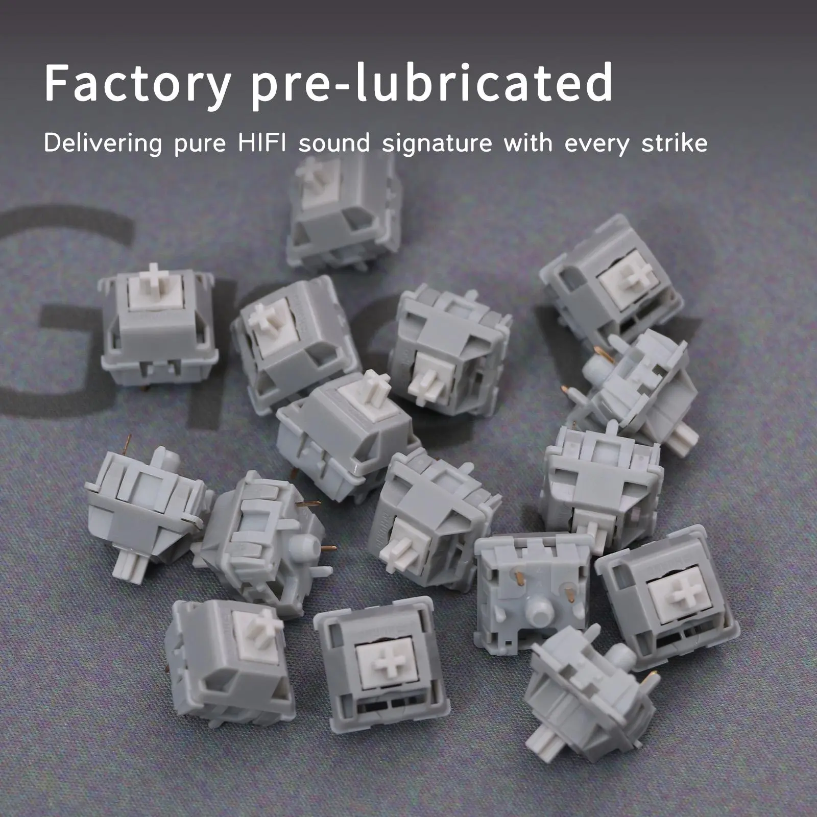 Tiger Roar HIFI Linear Keyboard Switches - Factory Lube, 5-Pin Hot-Swap, Short Travel, POM Stem, IP40 Rated - 70/110pcs White/Beige Switches for Work & Gaming Keyboards, Audio Focus for Gamers