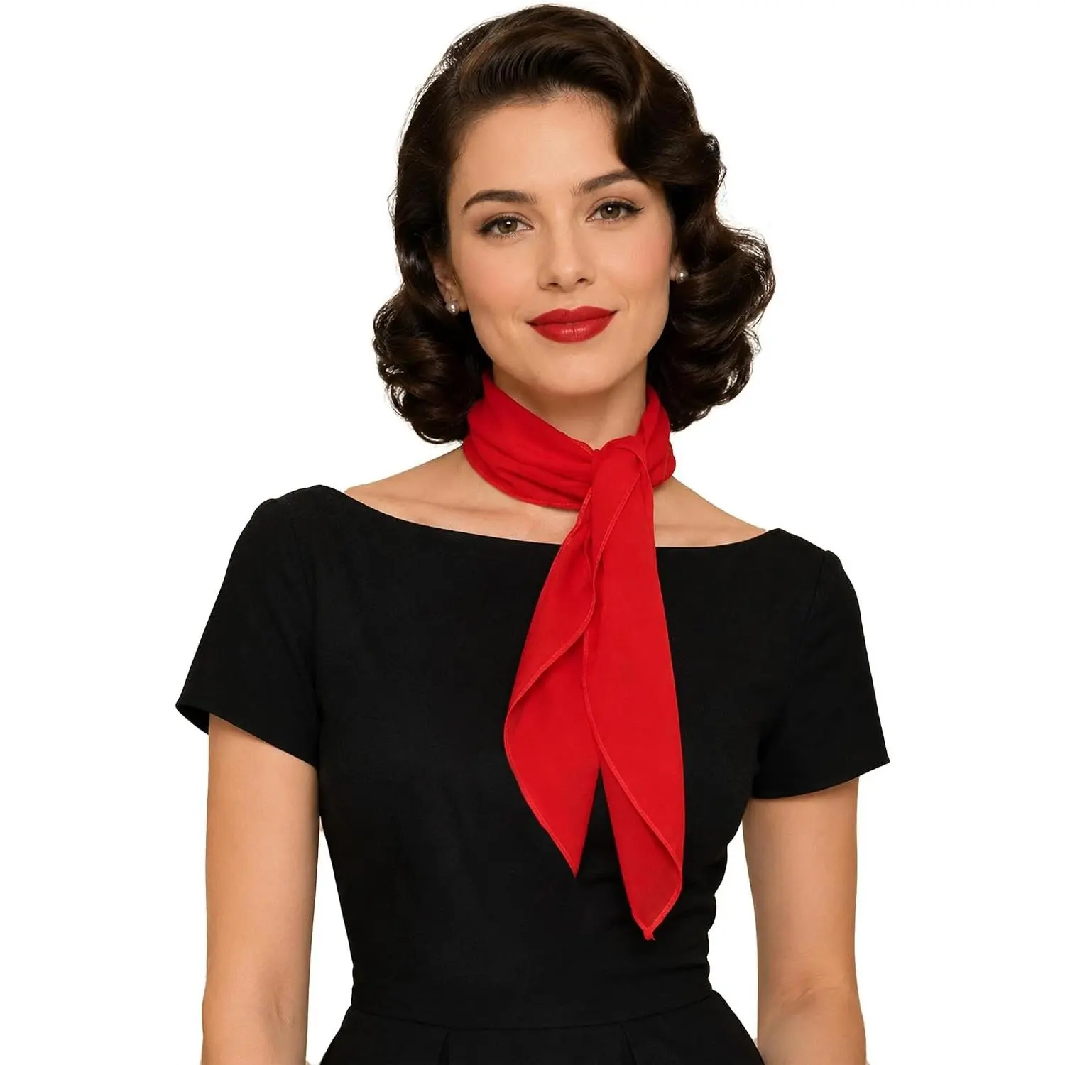 Sheer Chiffon Square Neck Scarf Bandana for Women, 3 Sizes(Gift)