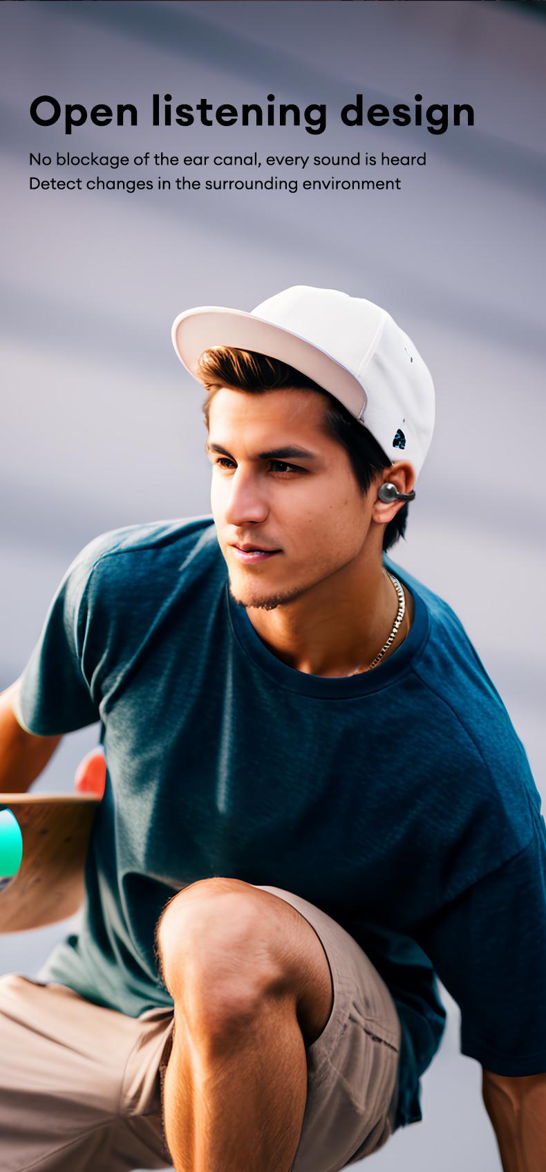 Clipbus7 Clip-on Design Earphones, Upgraded Panoramic Sound Headset, Comfortable Wearing & IPX5 Waterproof Sports Earbuds for Work, Fitness