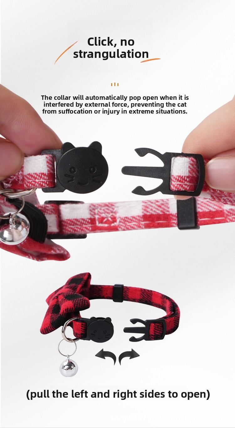 2-piece set of plaid cat bow ties with bells, pet bell collar with patches, anti-pull cat and dog collar, universal gentleman bow tie collar