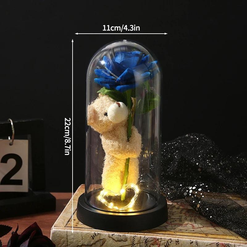 Eternal Rose Flowers Artificial Foil Flower in Glass Glow Immortal Flower LED Roses Lamp Flores Eternas Valentine's Day Gift Light Up Rose