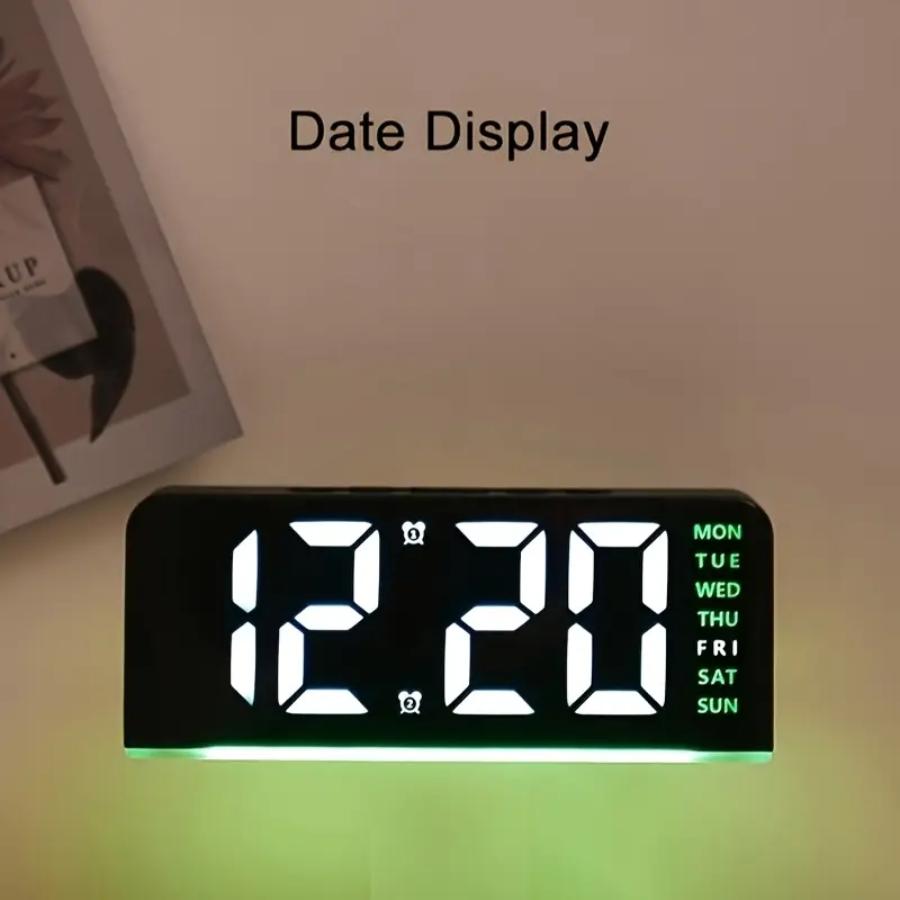 LED Digital Clock, LED Alarm Clock, 1 Count Multifunctional Date Temperature Display Clock, Home Decor Desktop Clock for Living Room Bedroom Office, Decorative