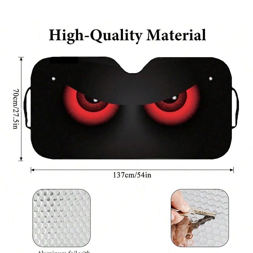 1pcs Cute Eye Car Sunshade, UV Protection, 59x27 Inch Roll-Up Polyester Foldable, Fits Rvs Suvs, Universal Fit, All-Season Use