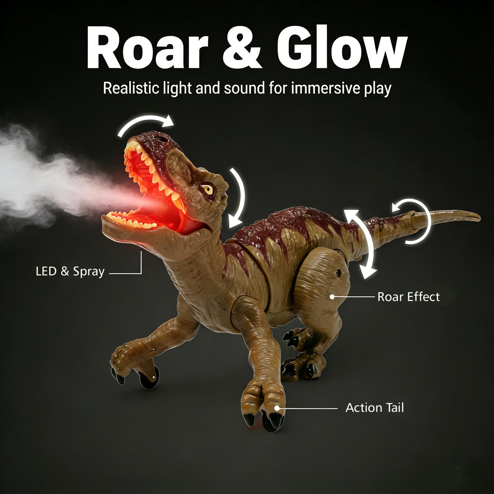 2.4g Remote Control Spray Crawling Tyrannosaurus Rex Toy, Roaring Sound, Light, Forward Backward, Left Right Swing, Christmas Gift, Boy Birthday Present, Summer Games