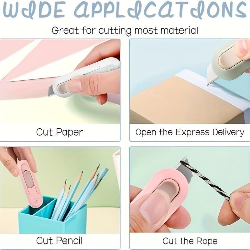 4pcs /1pc Mini Practical Deboxing Tool Retractable for Home Office Use Demantling Serrated Blade Cut-proof Hand Unpacking Tool Paper Cutters Cutting Supplies