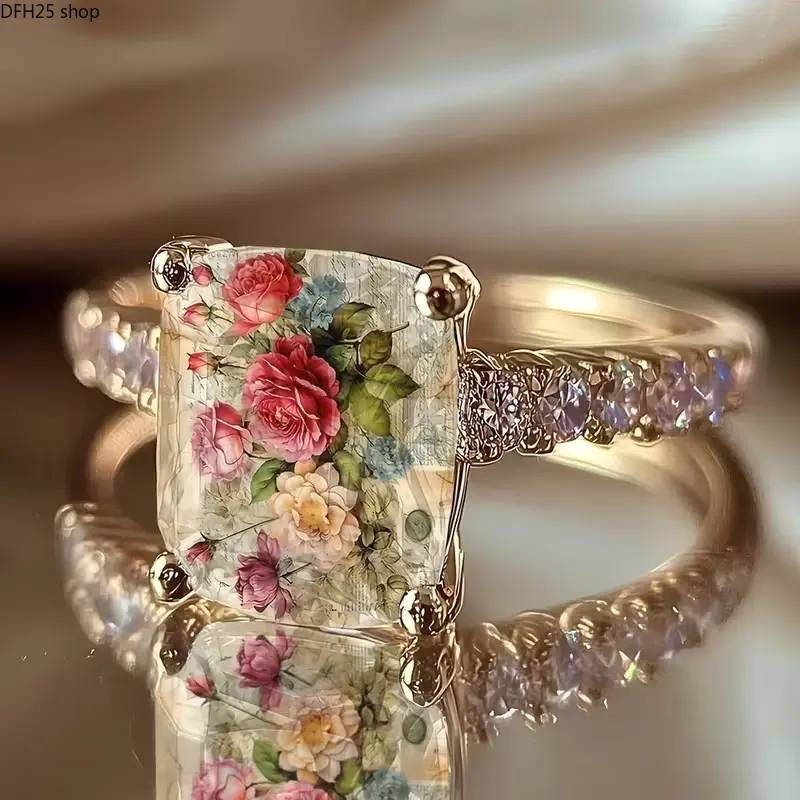 Floral Embossed Statement Ring for Women, Gold Tone Adjustable Band With Three Dimensional Flower Detail, Vintage Inspired Jewelry for Daily Wear, Events and Special Occasions