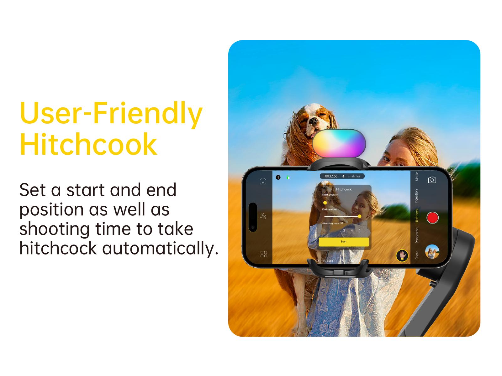 AOCHUAN 3-Axis Gimbal Stabilizer for Smartphone, Gimbal w/RGB Magnetic Fill Light Upgraded Face Tracking Focus Wheel Foldable iPhone Gimbal for iPhone/Android Phone gimbal Vlog RecordingCamera Clip Camera Accessories Smart XE-2