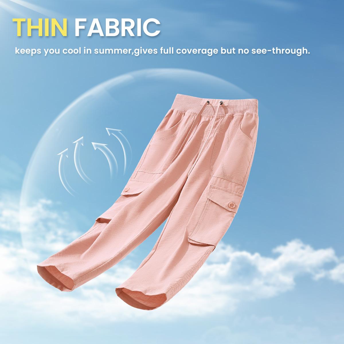 2 PACK YSENTO Womenswear  Outdoor Lightweight Cargo Capris Pants Casual Trouser Trip Loose Shorts comfy Summer Bottoms plus size Basic Black+Pink