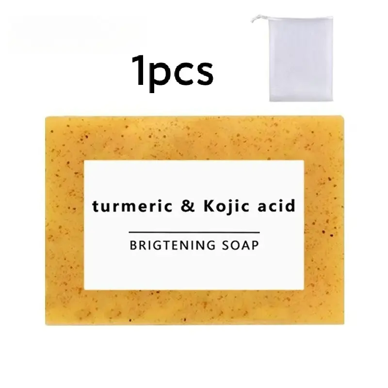 3PCS Lemon Turmeric Kojic Acid Soap Bar Cleanser – Dark Spot Remover for Face & Body | Brightening Turmeric Kojic Soap for Glowing Skin Cleansing