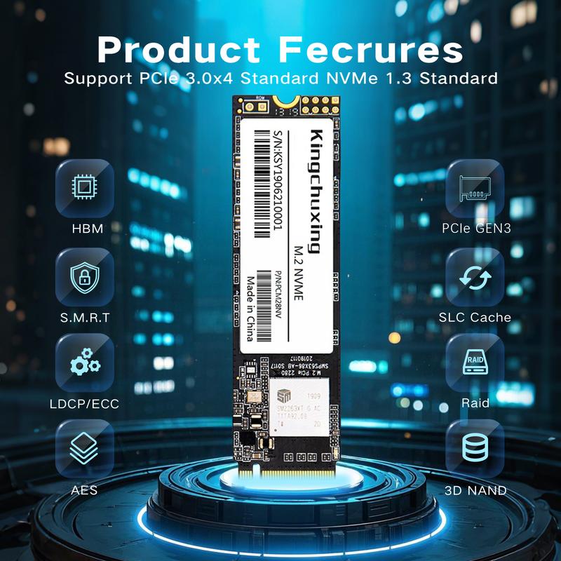 Kingchuxing SSD Nvme M2 Pcie Gen3x4 PCIe3.0 2280 2TB 1TB 512GB Laptop PC Desktops