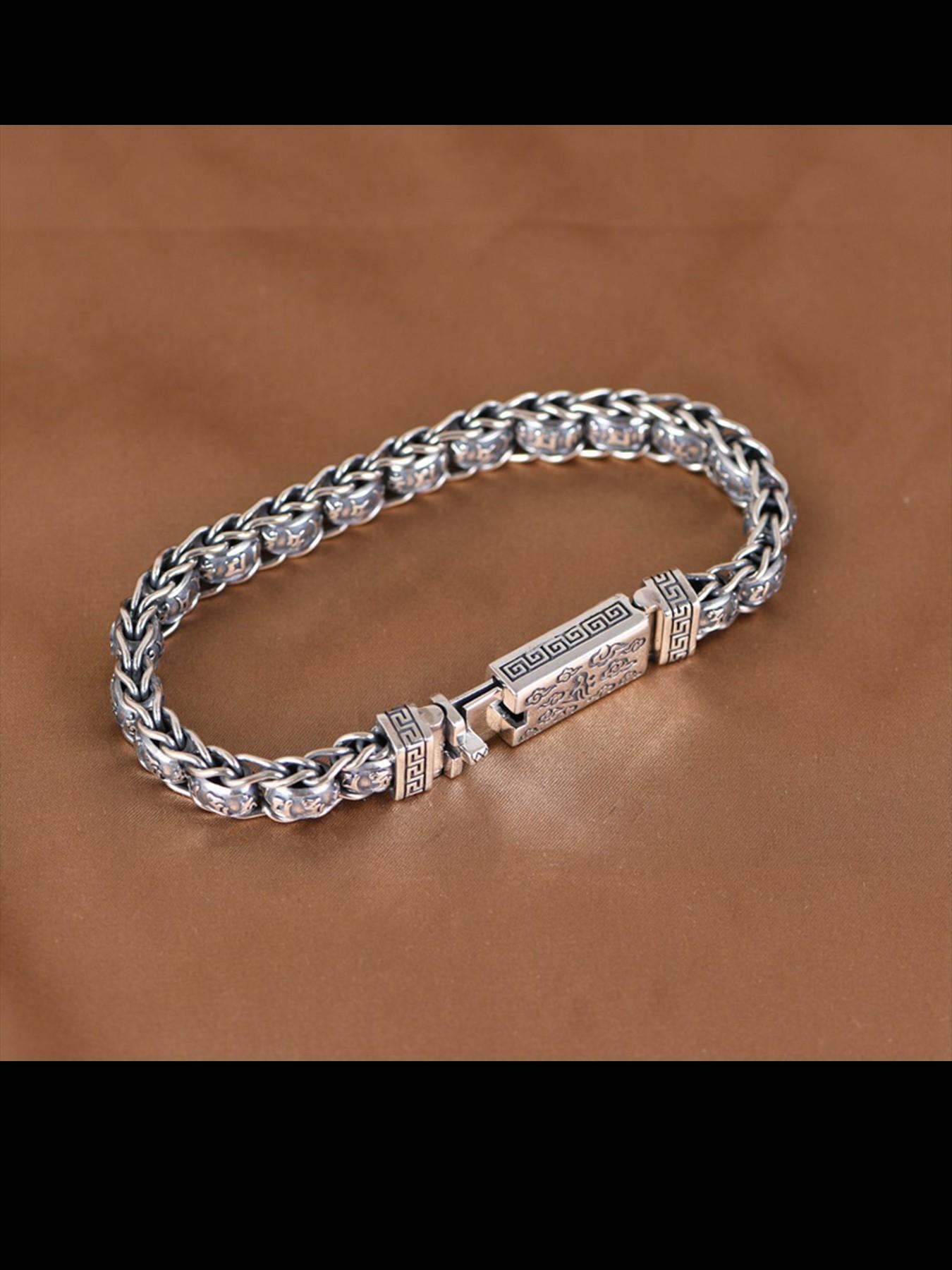 New Handmade Luxury Bracelet, Vintage Weathered Cloud Silk Weaving, Wide Edition Men's Bold Personality Wristband, Unique Accessory