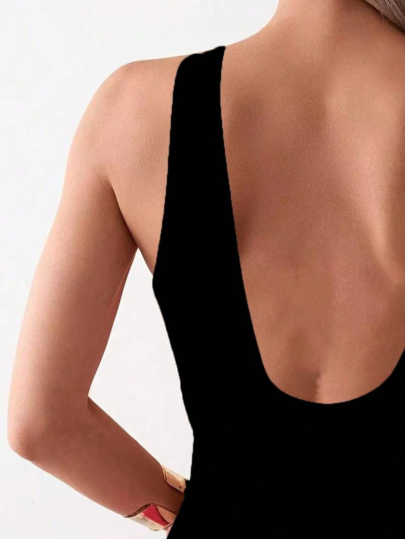 Women's One-Piece Swimsuit V-Neck Push-Up Top High-Waisted Belly Control Swimwear, Casual Slim-Fitting Bathing Suit, Swimsuit Bodysuit