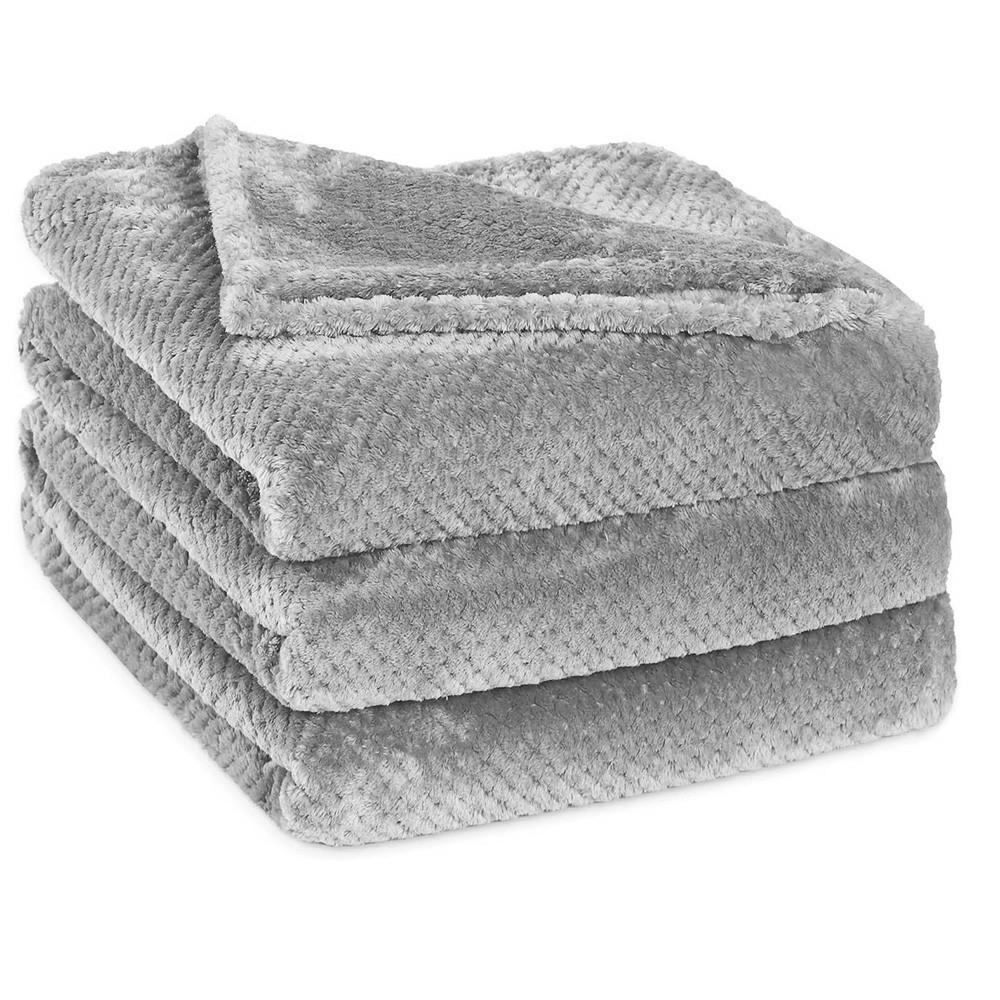 Fuzzy Fleece Throw Blanket for Couch， Fluffy Warm Soft Jacquard Blankets for All Season，Soft Luxurious for Bed, Soft Fleece Throws for Sofa Chair，Cozy Warm Lightweight All Season Blanket Throw