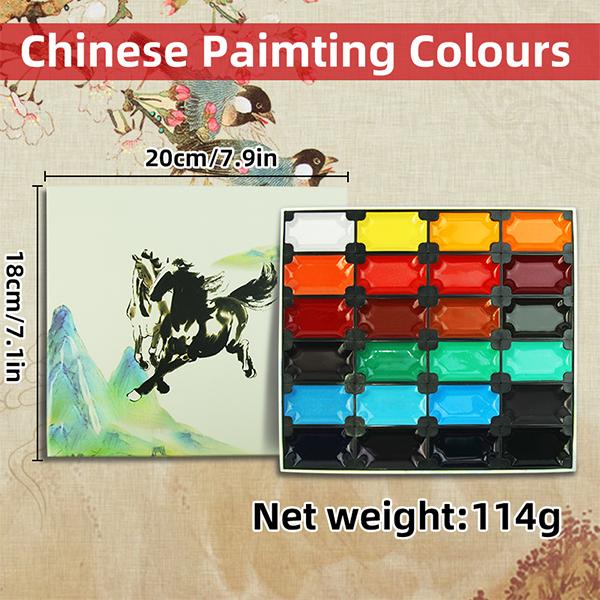 Chinese Painting Set, Professional Solid Gouache Pigment Kit for Artists, Beginners, Students, Portable Art Supplies for Landscape, Figure Painting, Perfect Gift for Drawing Lovers