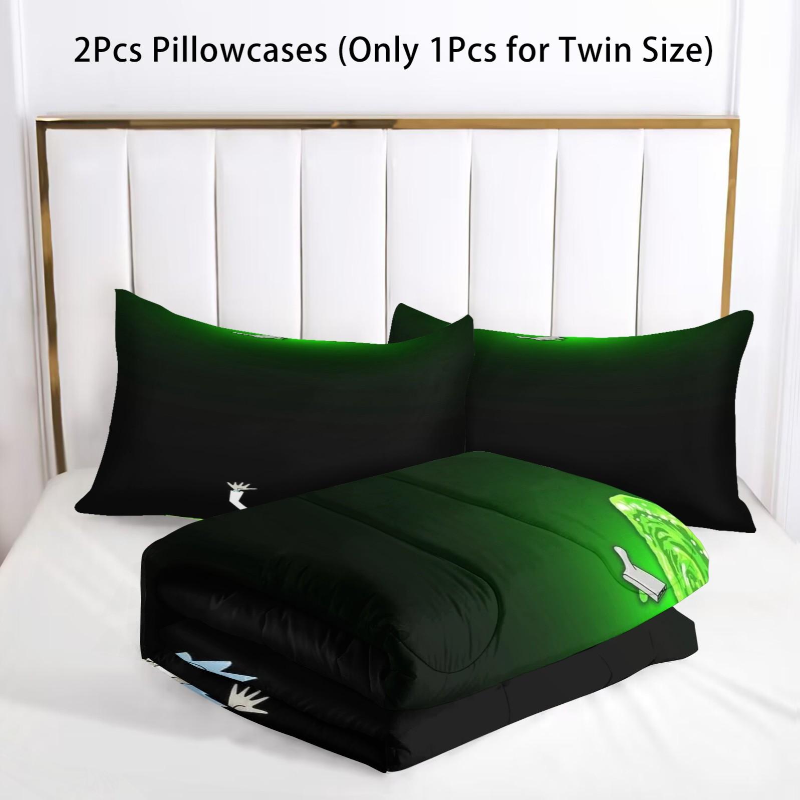 Rick and Morty Soft Bedding Sets, Soft Comfortable Durable, Includes 1 Blanket and 1 or 2 Pillowcases Without Pillows, Kids and Teens Bedroom Gift