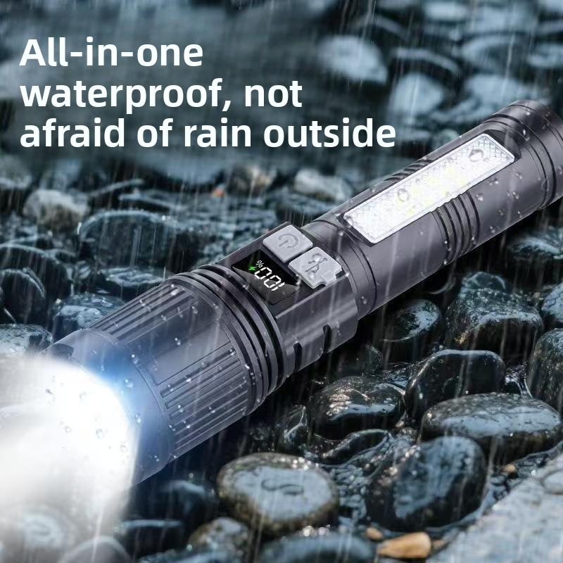 Super Bright Rechargeable Flashlight Torch, Adjustable Focus, Outdoor Camping, Fishing, Hunting, Rock Climbing, Emergency Use, High Lumens Flashlight, High Lumen Flashlights