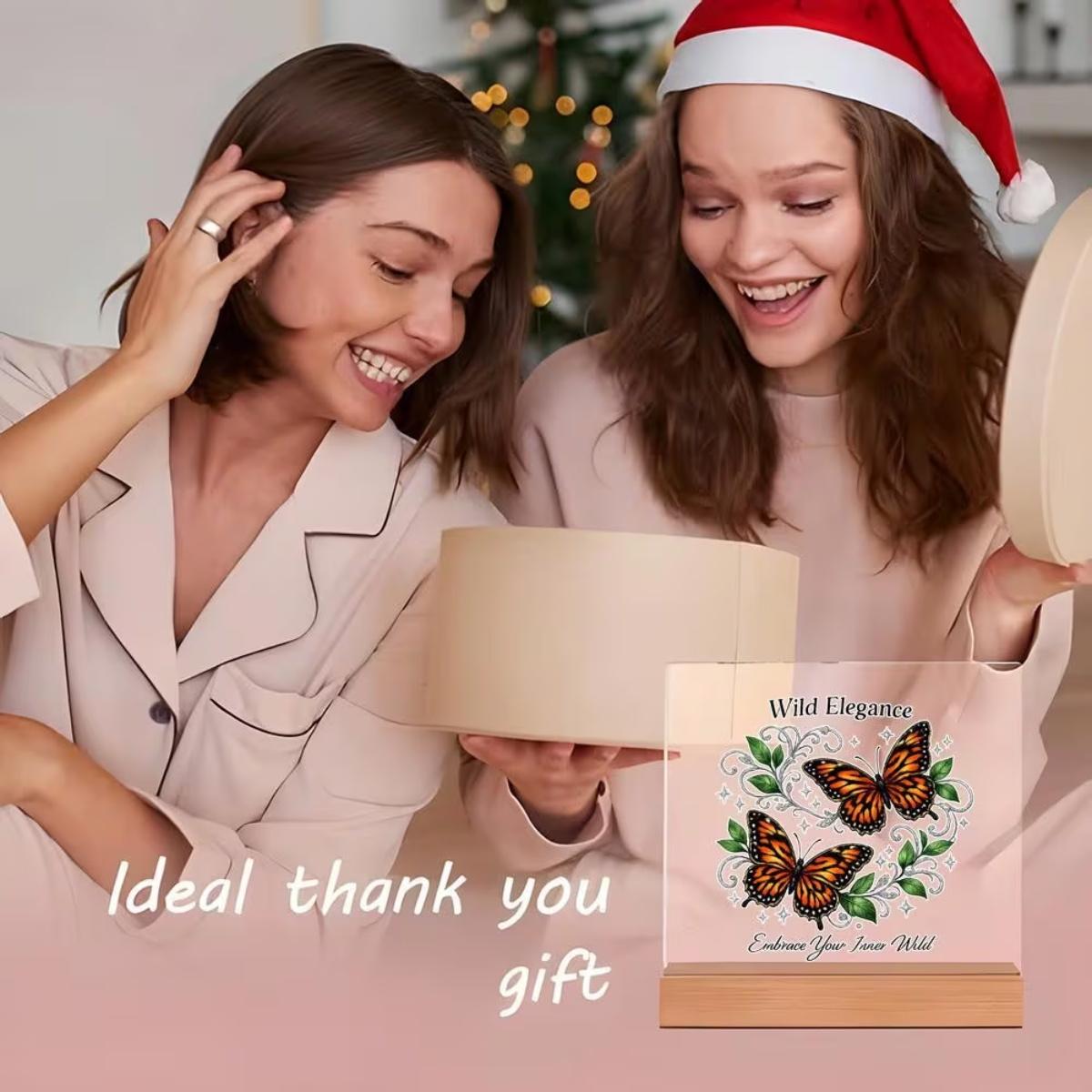 Butterfly Centerpiece Display Plaque - Elegant Clear Tabletop Decor with Botanical Filigree Vines, Sparkle Accents & Butterflies Suitable for Home Office, Wedding, Decorations - Gift for Nature Lovers