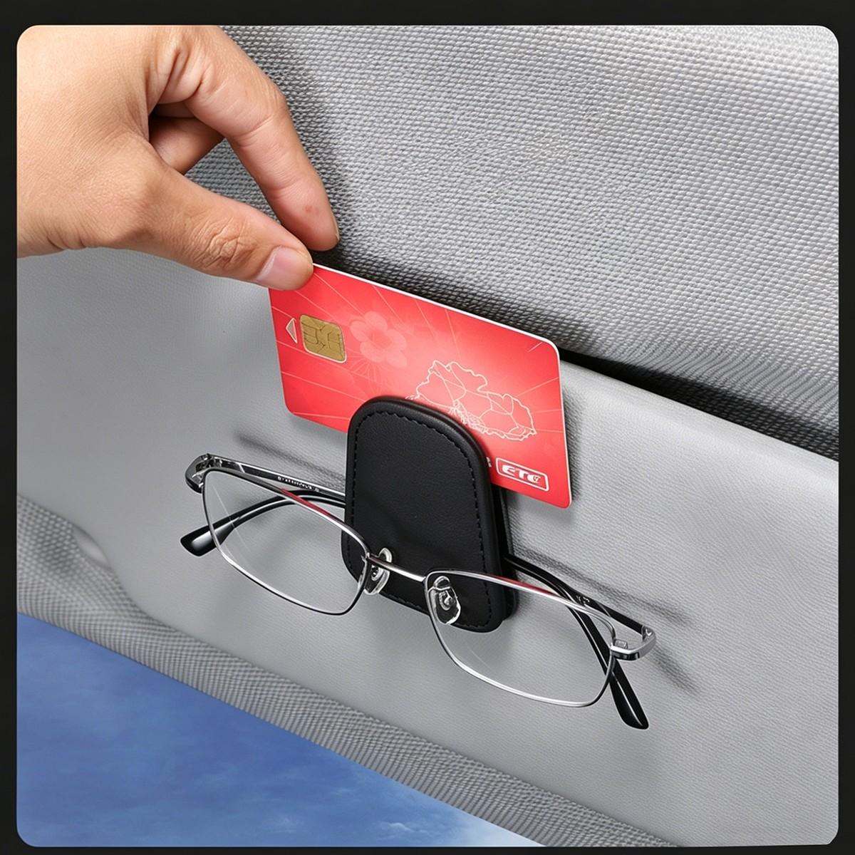 Magnetic PU Leather Car Visor Sunglasses Holder, Sunglasses Organizer for Car, Sunglasses Clip for Car Visor, Car Interior Visor Accessories