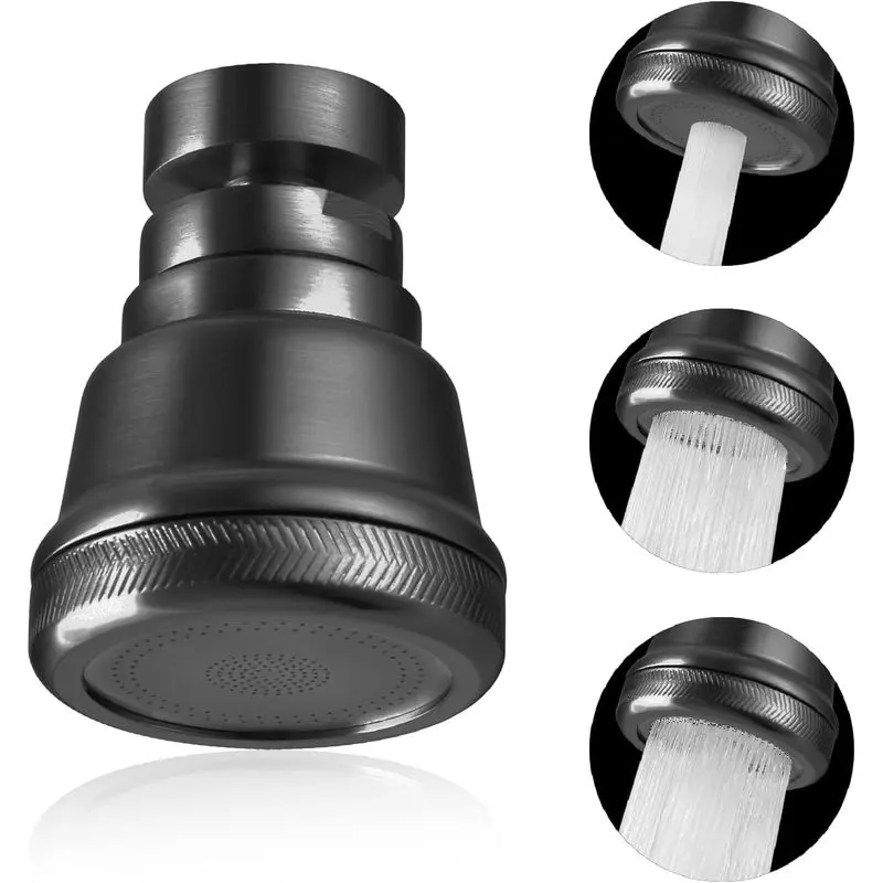 Kitchen Faucet Head 360° Rotatable Soild Brass Faucet Sprayer Head Replacement 3 Modes Anti-Splashing and Water-saving Faucet Sprayer Head for Kitchen and Bathroom(Rose gold)