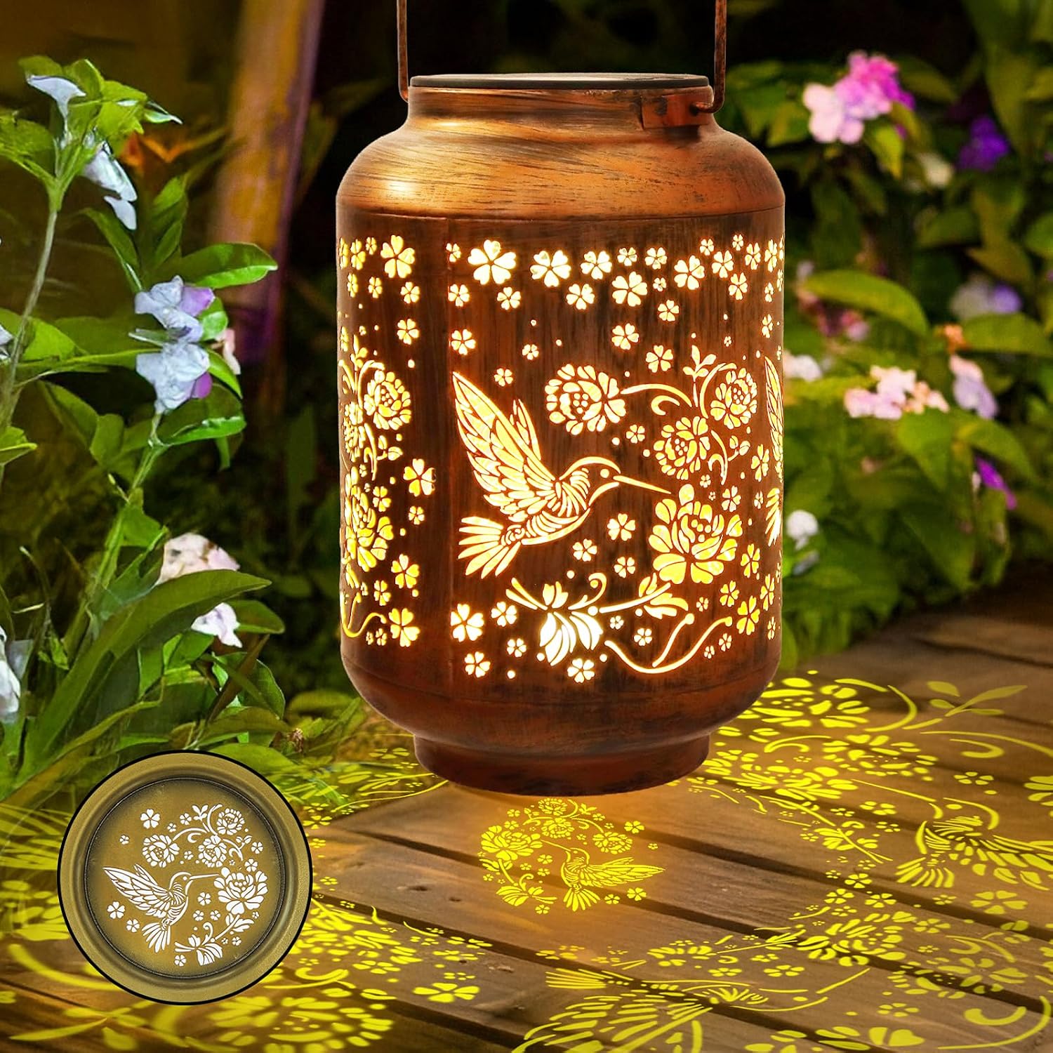 Solar Lantern Outdoor, Hummingbird Solar Light for Grave Cemetery Decor,  Garden Yard Solar Lights, Heavenly  for Mom Grandma Women  Mother Day, Memorial Day, Christmas
