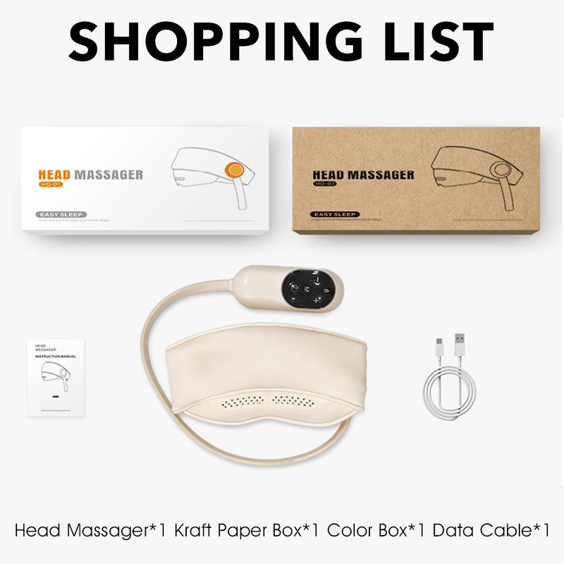 OYAJIA Migraine Relief Cap USB Head Massager with Heat Compression Stress Sleep Aid Adjustable for Men Women Relaxing Integrated Head Eye Surround