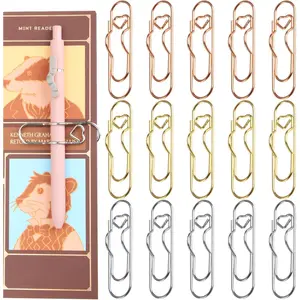 15-Pack Heart-Shaped Metal Pen Clips, Practical Notebook Pen Holder,   Rose  Stationery Accessories for Journal, Notebook and Daily Office Use