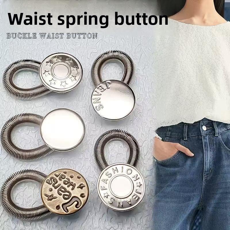 Spring Waist Extender Metal Buckle, Invisible Pants Waist Adjuster, No Sewing, Detachable, Adjustable Extension Clip, Easy to Use