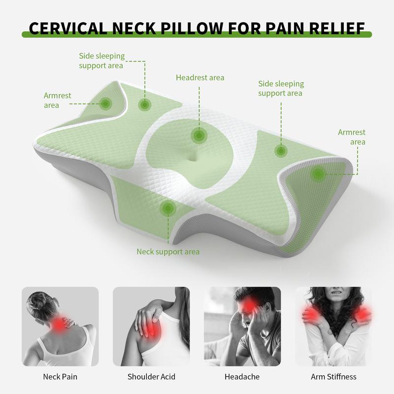 Easy-Going Memory Foam Pillow, Breathable Cervical Neck Pillow, Multifuctional Pillow for Neck Shoulder Pain Relief, Bed Contour Pillow for Side, Back Sleepers, Bedding Accessories Easy-Going Memory Foam Pillow, Breathable Cervical Neck Pillow, Multifuctional Pillow for Neck Shoulder Pain Relief, Bed Contour Pillow for Side, Back Sleepers, Bedding Accessories