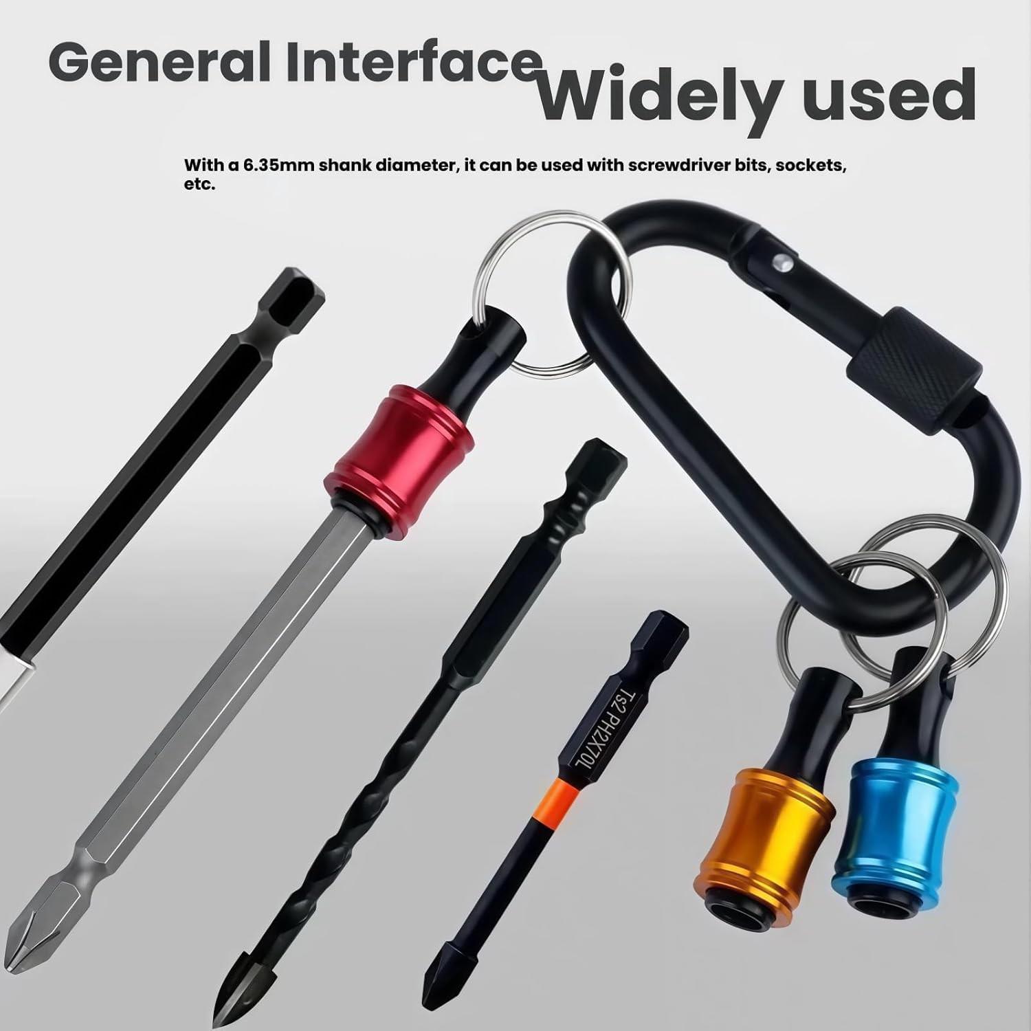 6-Piece Color-Coded Screwdriver Set with Keychain Adapter, Durable Steel, 1/4 Inch Hex Shank, Ideal for Drill Bits and Handheld Screwdrivers