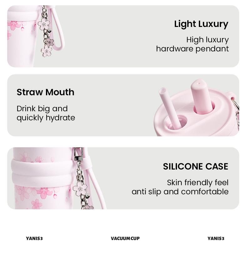 YANIS 3 Large-capacity Outdoor High-visibility Style Ladies and Gentlemen Universal Fashionable Picnic Insulated Cup-C003 Drinkware Flasks 550ml 316L Inner Liner Portable Tumbler Mug Bottles Bottled C003-White Water Bottles